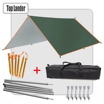 차박 타프 대형 타프 캠핑타프 패밀리 타프 5x3m 4x3m awning with support pole rope peg 방수 tarp tent shade garden 야외, 초록, 3x4m 알루미늄 극