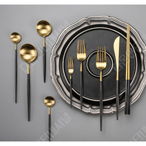 명품 스타일 고급 식기 세트 골드 스푼 젓가락 포크 나이프 2pcs/3pcs/4pcs, 3pcs