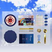 꾸밀가 실링왁스세트 입문 패키지 실링왁스 24색 600p+ 실링왁스 스탬프 + 인장 + 엽서 + 캔들, C - 모던 비치, E. 블라썸, B