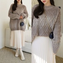 피셔맨니트 케이블 두꺼운니트 에디튜드 빅사이즈 여성 어글리스웨터