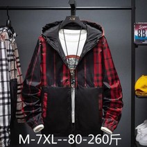 봄 가을 체커 재킷 남성용 윈드 브레이커 한국 판 모자 패널 패션 트렌드