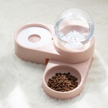 큰강아지 강아지 고양이 애견 중형견 대형견 밥그릇 물그릇 올인원 식기 세트 식탁 수반 2구, 1개, 핑크