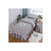 뷰티 살롱용 침구 세트 Tuina 마사지 스파 침대 린넨 시트 커버 베개 스툴 이불 4 피스 115852, tree grey_180x60