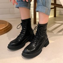 ANYOU 키높이 여성 통굽 가죽 워커 4.5cm
