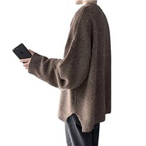 니트 겨울 옷 스웨터 세련된 슬릿 하이넥 남성 (브라운 M) 겨울 방한 털 탑스 컷 톱 캐주얼 가을 겨울용 멋진 U 넥 라운드 넥 트레이너 터틀 두꺼운 두꺼운 Amazon 랭킹 판매 웨어 BRM