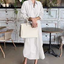 여성용 긴팔 칼라 버튼 다운 솔리드 컬러 셔츠 원피스