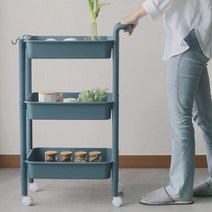 파스텔 모노톤 핸드 무빙카트 3단 4단, 지온 쿠팡 모노톤 카트 3단블루