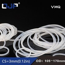 고무오링 흰색 실리콘 링 실리콘/VMQ O OD105/110/120/130/135/140/150/170*3mm 고무 O-링 씰 좋은 탄성 가스켓 와셔, [06] 170x164x3mm, [03] 3 pieces