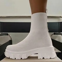 청키 가보시앵글부츠 걸그룹 앵글부추 반 부츠 발목 양말 스트레치 디자이너 플랫폼 스노우 겨울 따뜻한 패션 미드 힐 뜨개질 여성 신발