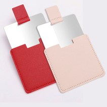 슬라이드 가죽 사각 휴대용 미니 거울 손거울, 민트