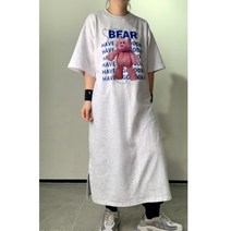 하하비샵 나는 곰 빅사이즈 원피스 반팔 롱원피스 트임 임산부