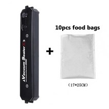진공포장기 샤오미 220V 가정용 식품 진공 실러 포장 기계 필름 실러 진공 포장기 10pcs 진공 가방 Kichen 도구 실링기, [01] Black, [05] KR, [01] 220V