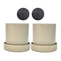 가든그린 원형 세라믹 화분 받침세트 + 원형깔망 2개세트, 다크민트