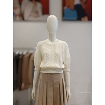 ZOOC 소매 배색 라운드 반팔 니트 V242KSK933