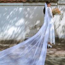 비치팜 셀프 웨딩 촬영 브라이덜샤워 소품 롱 면사포 화이트 롱 베일