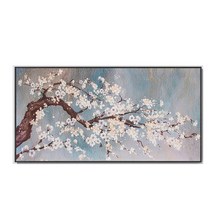 지폐저금통 인테리어저금통 돼지 흰색 연꽃 캔버스 손으로 그린 유화 추상 질감 그림 풍경 식물 잎 벽 예술, 153.120x180cm No Frame  G