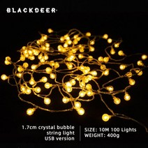 조명 blackdeer 태양열 스트링 야외 100 led 크리스탈 글로브 usb 배터리, 10m 100 led usb