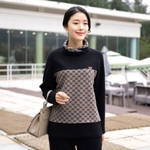 모슬린 엄마옷 기모 배색 터틀넥 티셔츠 ETP211122 마담 미시옷 중년여성의류 빅사이즈 50대 60대여성옷