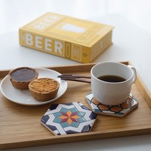 헥사곤 타일 티코스터 4P SET 2종 주방 소품 데코용 도자기 세라믹 컵받침, A 타입