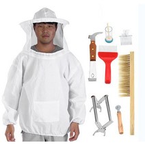 양봉 보호복 의류 양봉자재 양봉용품 정원 전문 양봉 보호 재킷 장비 액세서리 꿀벌 곤충 먹이 용품, 03 White and tool