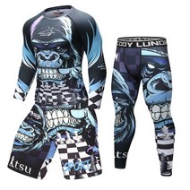 주짓수래쉬가드 도복 boxing set 압축 저지 바지 3d orangutan printing rashguard kickboxing tight t shirts pants mma