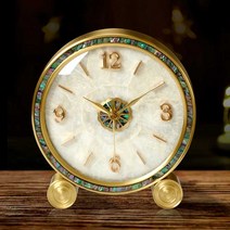 빈티지 시계 고급 무소음 탁상시계 엔티크 장식소품, 크리스탈 베이스(천연 쉘+다이아몬드) 브랜드