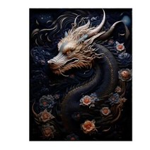 용그림 드래곤 5D 다이아몬드 페인팅 동물 모자이크 풀 자수 DIY 홈 장식 선물, 116.FAN02905 - 원형 70x90cm
