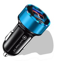 자동차 태양광 diy 미니 듀얼 USB 차량용 충전기 유니버설 빠른 4.0 S9 태블릿 GPS 자동차 대 한, 05 Blue