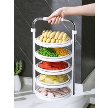 이동식 손잡이 접시 트레이 접이식 주방 선반 랙, 3단