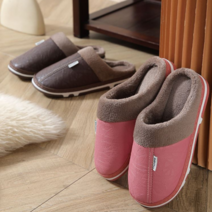 여성 남성 통굽 굽있는 겨울용 방한 방수 막힌 키높이 털 달린 슬리퍼 실내화 커플