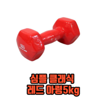 심플 클래식 레드 아령 아령5kg 덤벨아령 논슬립아령 홈트레이닝기구, 1개, 5kg