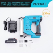 타정기 에어 충전 타카 21V 무선 공압 충전 네일 건 V 형 합금 노즐 Makita 18V 배터리 목공 DIY 전기, 02 1 Battery 2.0A