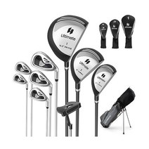 GYMAX 남성 골프 클럽 패키지 세트 10개 세트에 알루미늄 드라이버 포함 3# 헤드 커, Grey