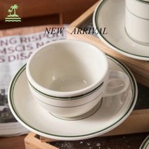 컵앤소서 아메리카노 세트 홈카페 턱스톤 라떼컵 그린베이 커피잔, 커피잔접시-TGB3 용량 300ml