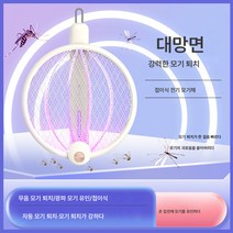 크리에이티브 접이식 전기 모기채 투인원 퍼플라이트 USB 충전 모기채 실내외 저소음 전기 모기채, 365 조명 블랙, 옵션2