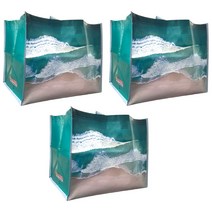 코스트코 푸른바다 장바구니 시장가방 52X29cm 쇼핑백 여행 타포린백, 혼합색상, 3개