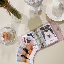 폴라로이드 포토카드 + 미니앨범 SET 이색이벤트 카드편지 기념일선물 추억보관 소장용, 미니앨범(연핑크) + 포토카드 3장