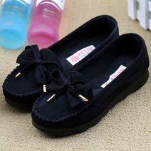 6cm 부츠 4cm 여성 스웨이드 드라이빙 슈즈 로퍼 양가죽 블랙 플랫슈즈 작업용 디테일 단화 여성신발