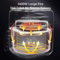 스팀 에어 프라이어 스텐 오븐형 1400w 6l led 디스플레이 오일 필터 랙이 있는 스마트 터치 프라이 오븐 360° 딥 바베큐 프렌치 프라이 freidora de aire, 유럽 ​​연합