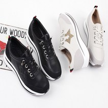 천연소가죽 여성 스니커즈 캐주얼 별 슬립온 운동화 3.5cm