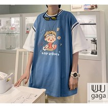 유유가가 남자 만화 캐릭터 배색 농구 반팔티 V2
