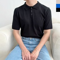 남자 베이직 카라 반팔 니트 티