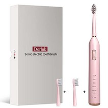 Dorlnk 소닉 전동 칫솔 4 모드 12 기어 포지션 5 듀폰 브러시 헤드 4시간 충전 30일 사용 45000 모터 2분 자동 타이밍 성인 에게 적합 핑크, Pink
