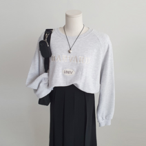 여성 하버드 자수 레터링 나그랑 크롭 맨투맨 국내제작