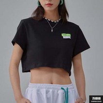 가바바 여성 크롭티 모던시크 유니크한 라벨 포인트 라운드 반팔티셔츠 G69425