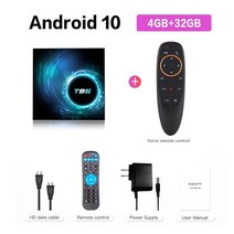 T95 스마트 TV 박스 6k 2.4g & 5g 와이파이 지원 BT 128g 16g 32gb 64gb 4k 쿼드 코어 안드로이드 10 셋톱박스 미디어 플레이어 베스트, Eu 플러그_2g16gvoice Control