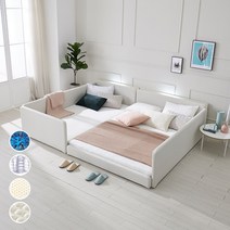 [지베스] 스테디2 LED 저상형 슬림 패밀리침대 SS+SS/Q+SS/Q+Q, Q+Q_프레임(매트별도), 오픈형_연그레이