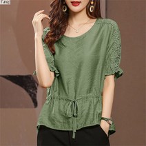 TANC여성 여름 쉬폰 블라우스 반팔티 티셔츠 빅사이즈