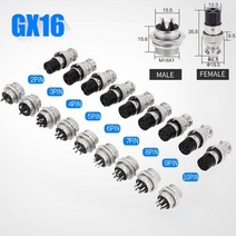 항공 플러그 암 수 소켓 커넥터 5 10 100 세트 GX16-2P 핀 3 4 6 7 8 9 12mm 16mm 20mm, [03] 100Sets(Male Female), [08] 9 마력, [02] GX16