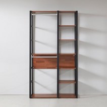 아트박스/플레인홈 도이츠 철제 드레스룸 1000 선반 2단 옷장 세트, 멀바우블랙